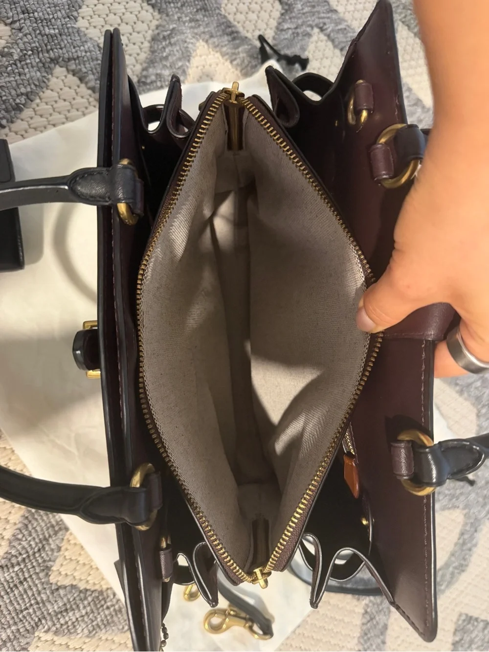 Coach Black Leather Satchel with Gold Hardware